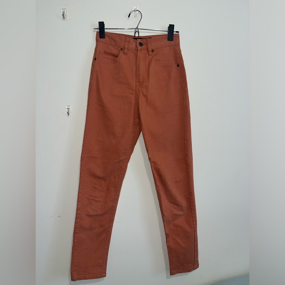 Afends super high-waisted hemp slim-fit coral pants - Picture 2 of 5